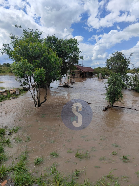 The offices at Talek gate at the entry of Maasai Mara submerged in floods waters after Talek river burst its banks on May 1, 2024.
