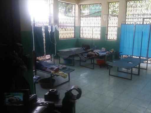 Cholera patients at the Majengo health facility in Mombasa where they are recieving treatment.