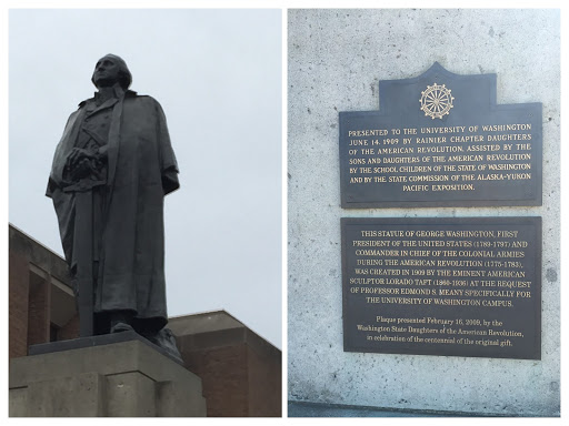 "Presented to the University of WashingtonJune 14, 1909 by Rainier Chapter Daughtersof the American Revolution. Assisted by thesons and daughters of the American Revolutionby the school children...