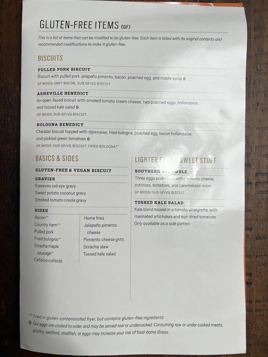 Biscuit Head gluten-free menu