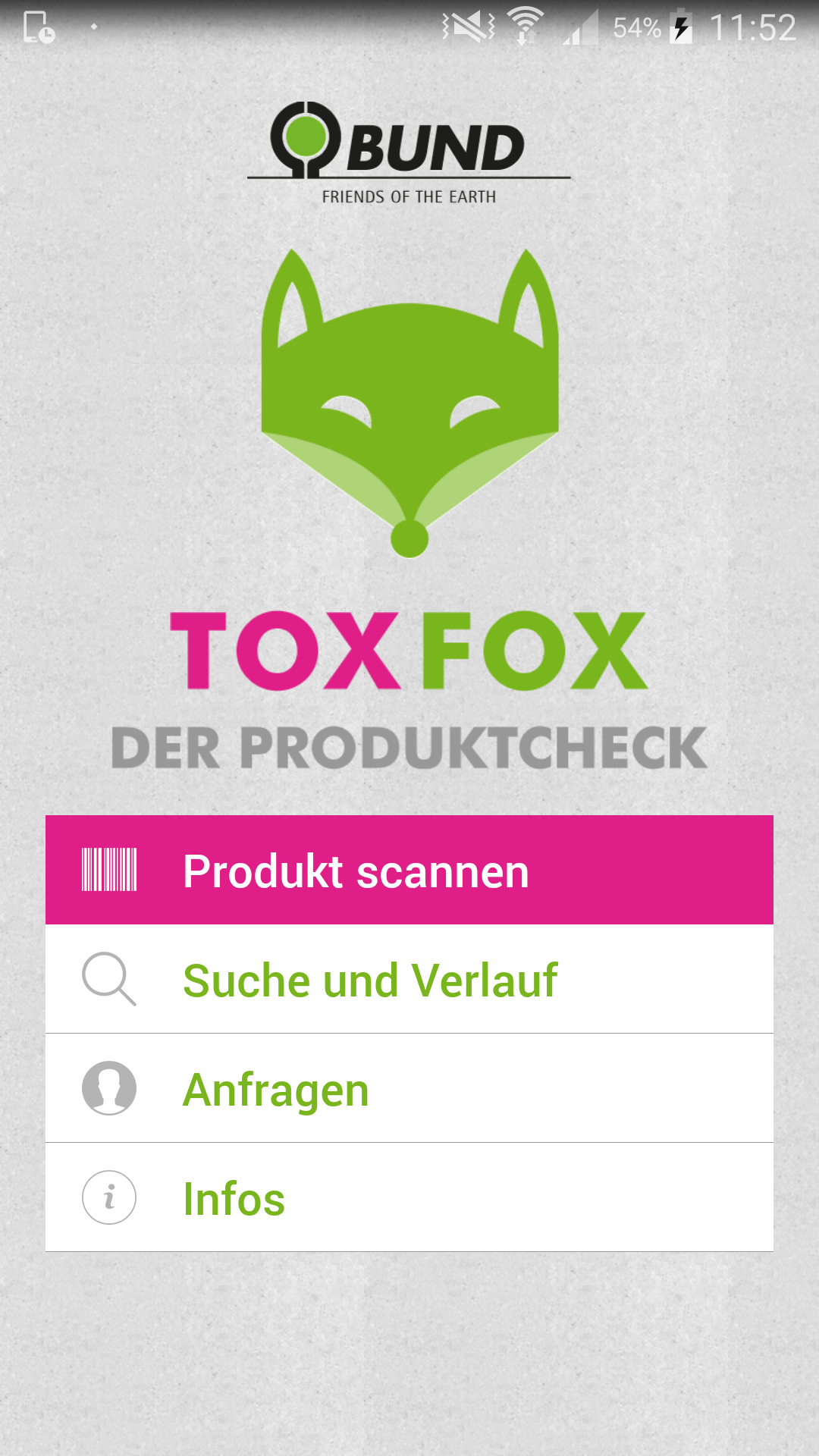Android application ToxFox: Der Produktcheck screenshort