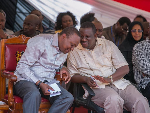 A file photo of President Uhuru Kenyatta with Kwale Governor Salim Mvurya.