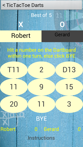 Android application Darts TicTacToe screenshort