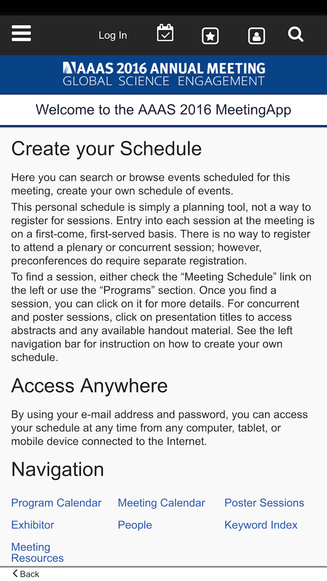 Android application 2016 AAAS Annual Meeting screenshort