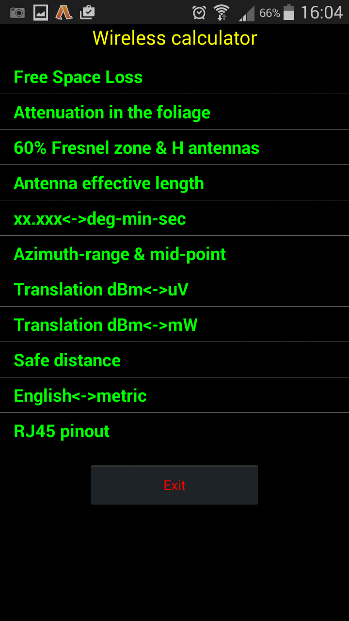 Android application RadioCalc screenshort