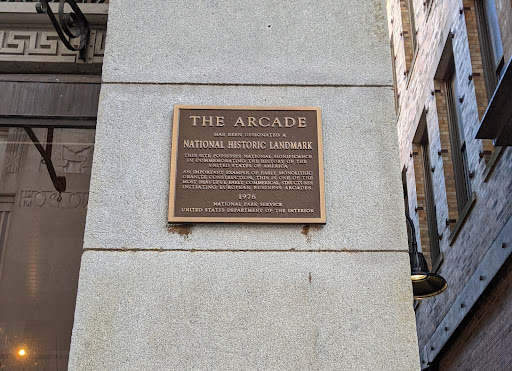 THE ARCADE HAS BEEN DESIGNATED A   NATIONAL HISTORIC LANDMARK THIS SITE POSSESSES NATIONAL SIGNIFICANCE IN COMMEMORATING THE HISTORY OF THE UNITED STATES OF AMERICA AN IMPORTANT EXAMPLE OF BARLY...