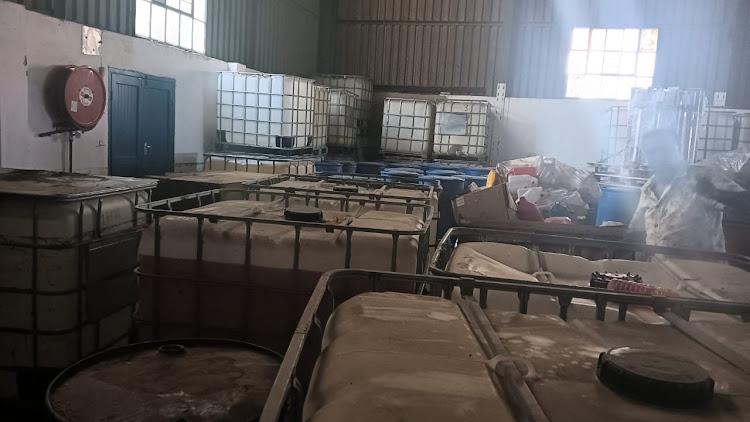 The man arrested at this warehouse in Verulam on Thursday could not account for the ethanol found at the premises allegedly manufacturing illegal alcohol.