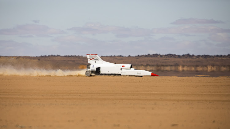 Bloodhound achieved 1,010km/h in tests at Hakskeen Pan. Picture: SUPPLIED