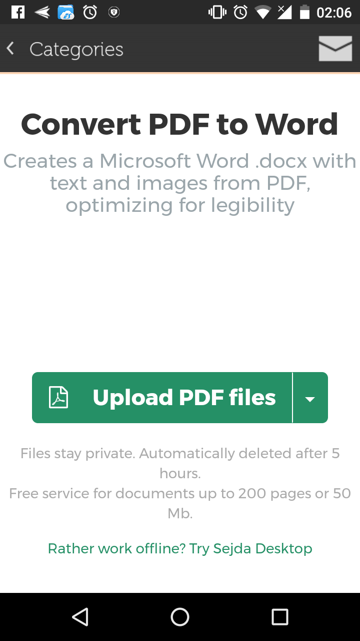 Android application PDF to Word Converter | Easy screenshort