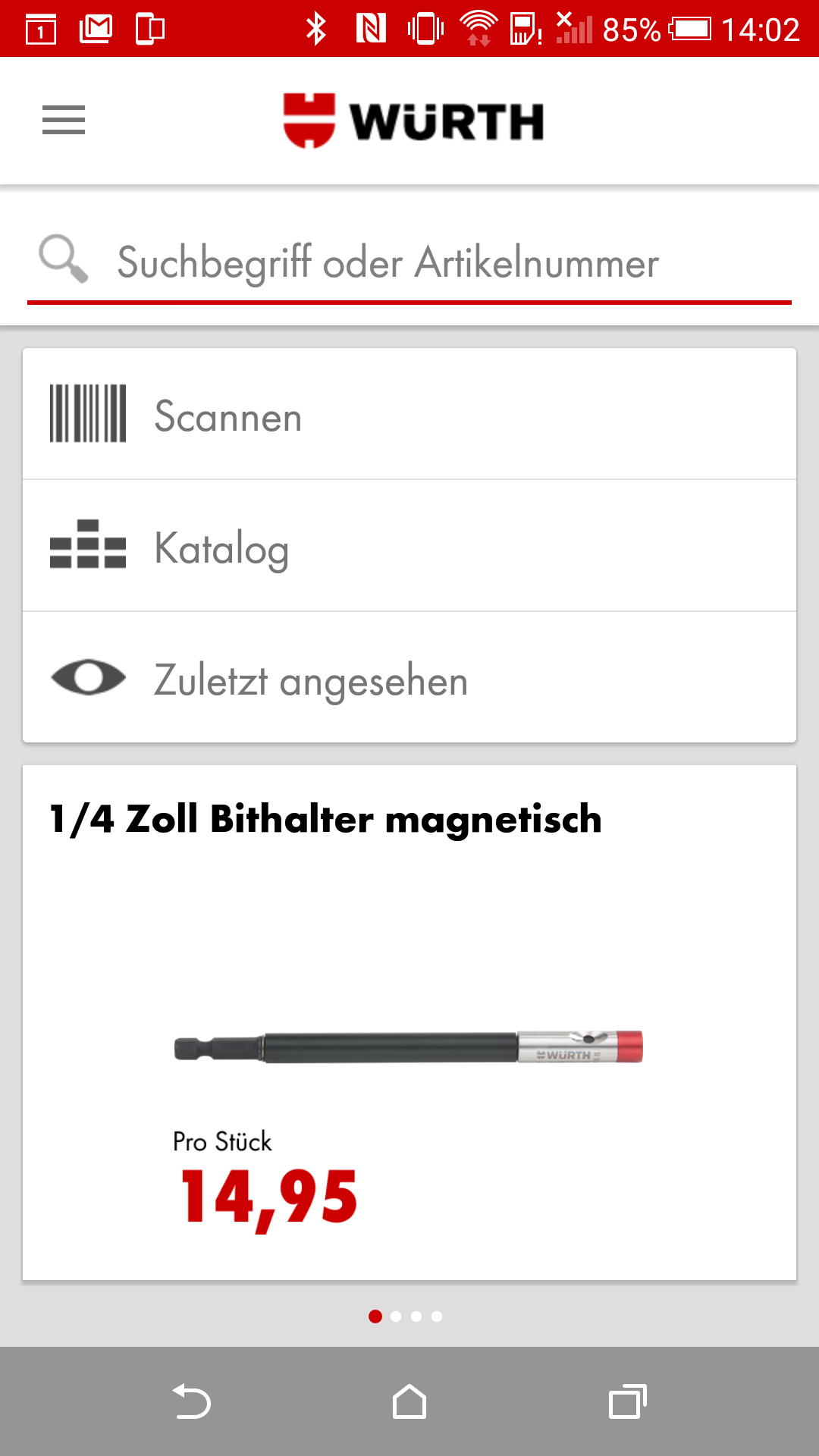 Android application Würth screenshort