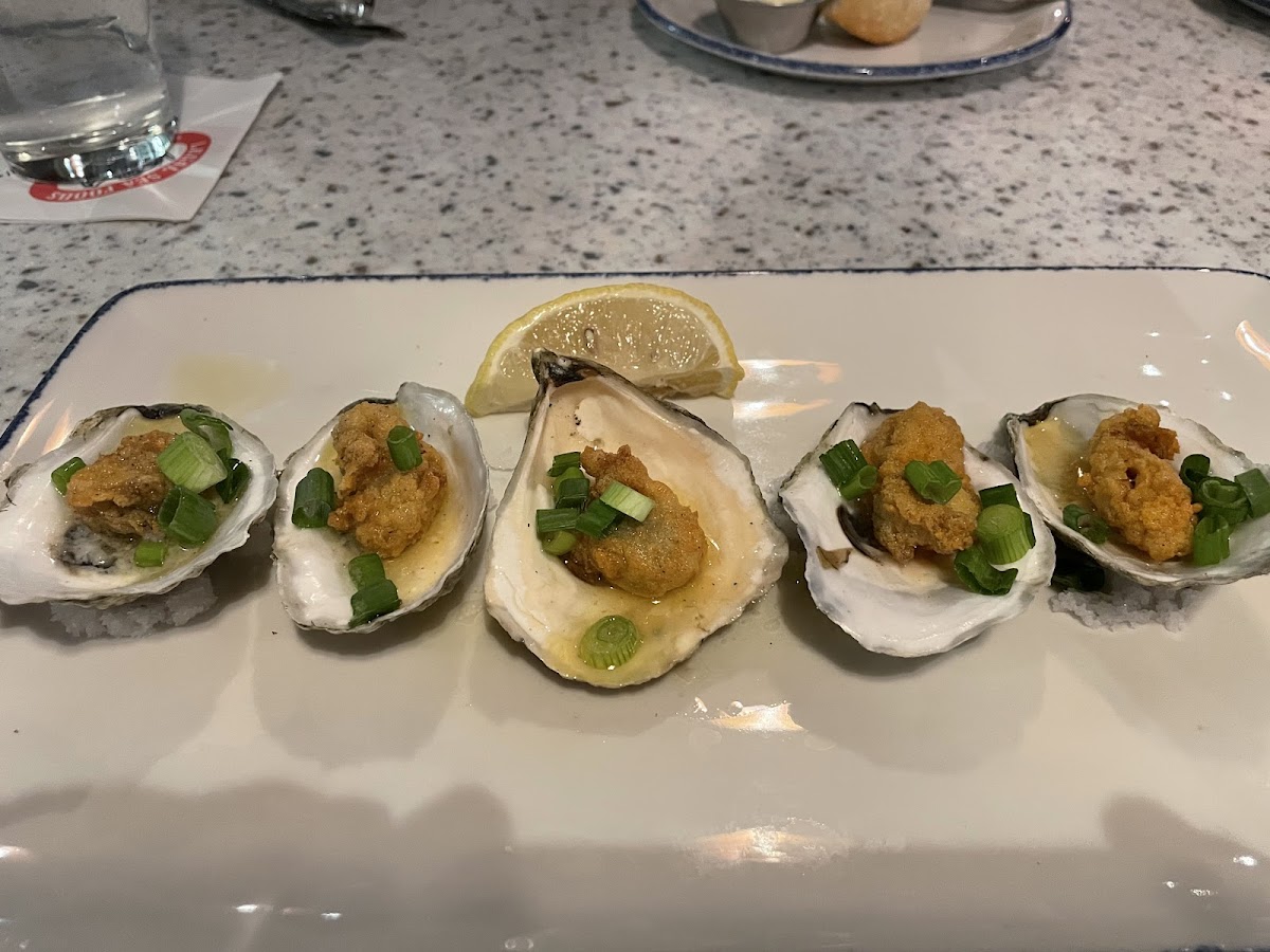 Fried oyster in lemon butter