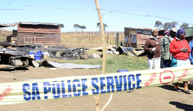 The scene where seven relatives including a baby lost their lives in a shack fire at Senthumile informal settlement.