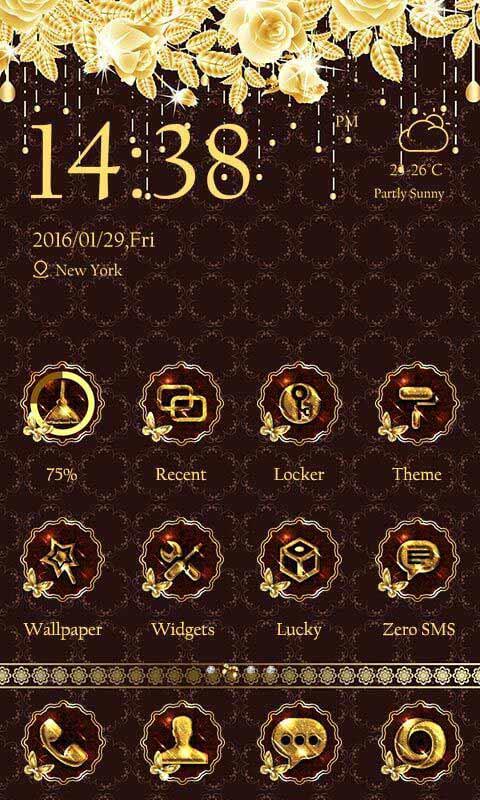Android application Luxury Gold Theme-ZEROLauncher screenshort