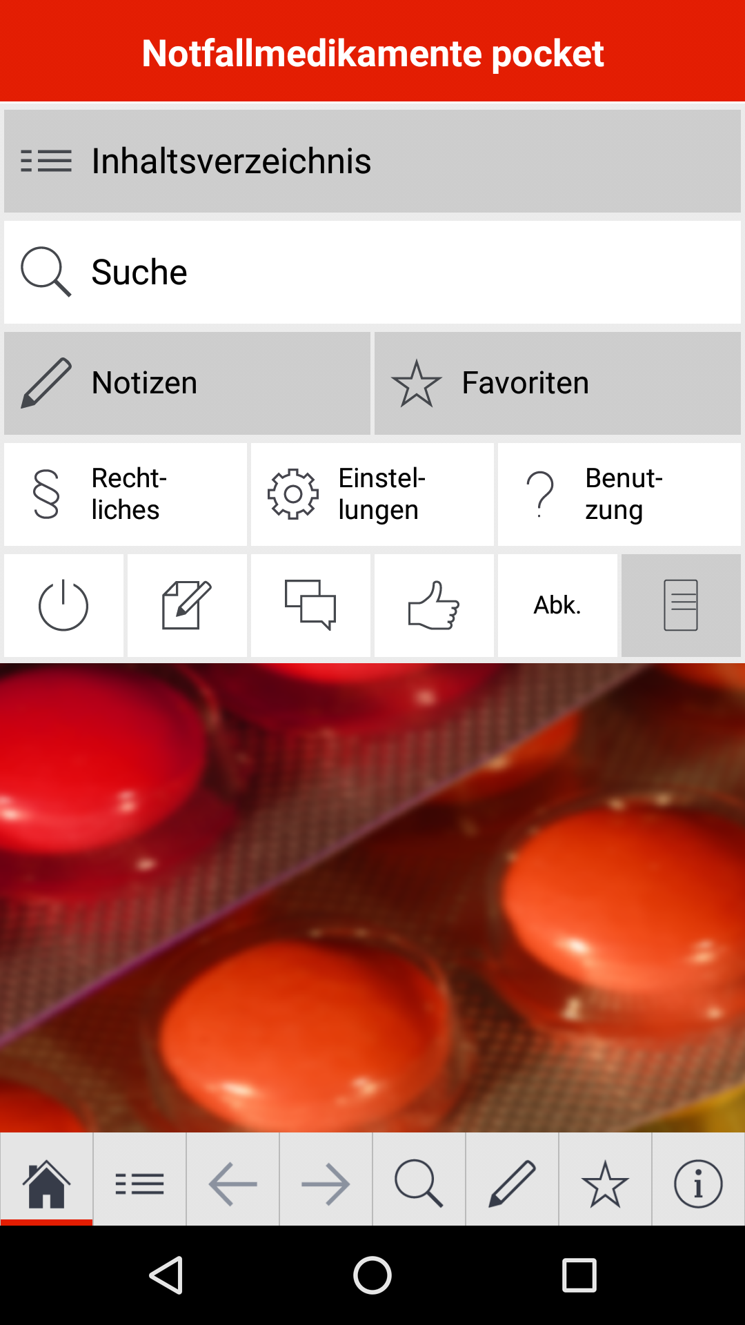 Android application Notfallmedikamente pocket screenshort