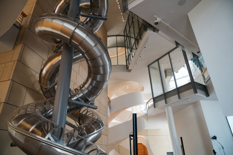 An installation of slides by artist Carsten Hoeller, inside the Drum. Picture: BLOOMBERG/JEREMY SUYKER