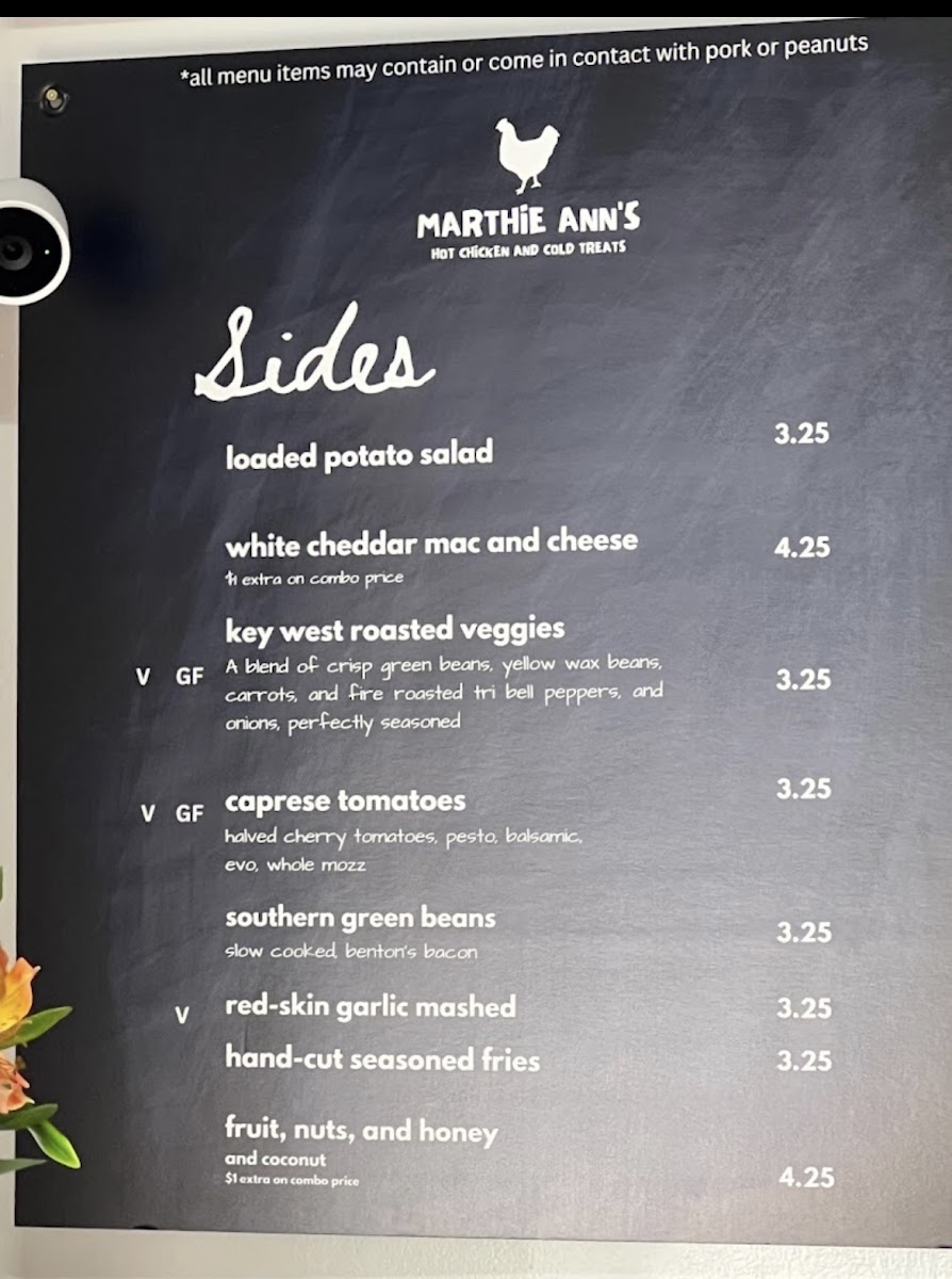 Marthie Ann's Tennessee Blue Plate gluten-free menu