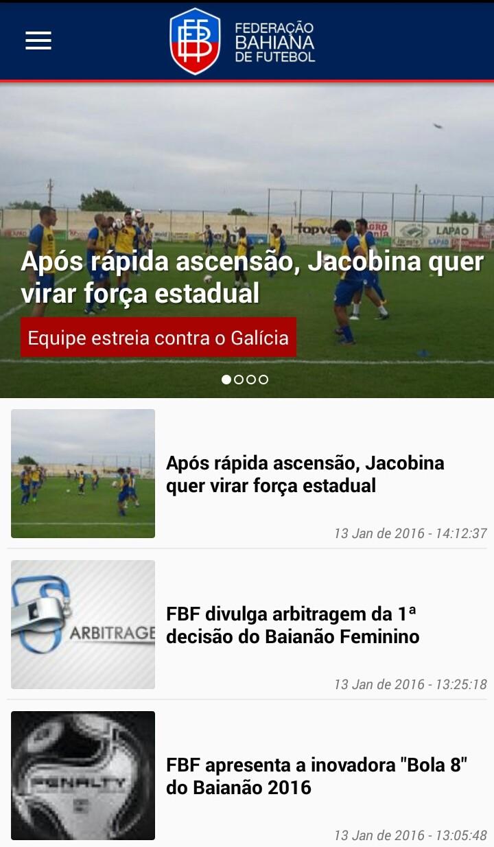 Android application Federação Bahiana de Futebol screenshort