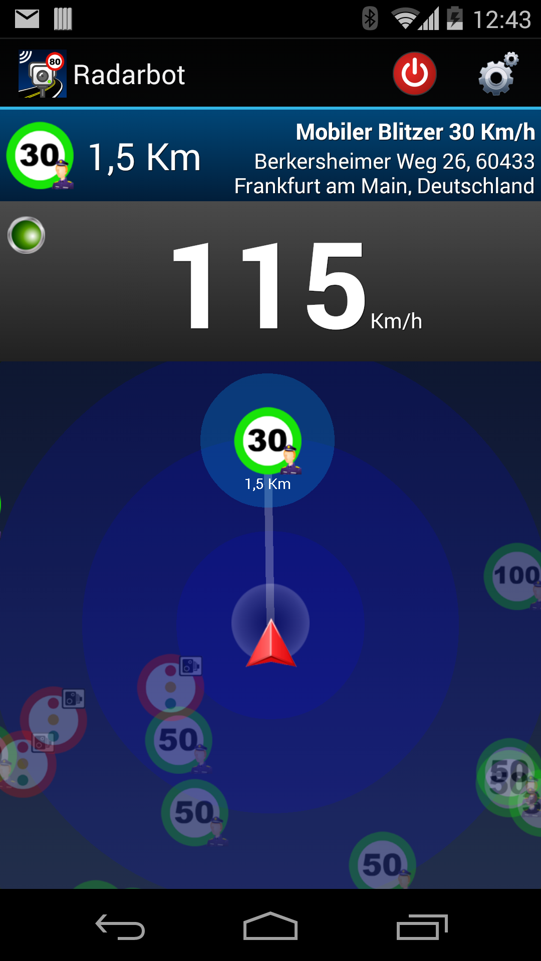 Android application Radarbot - Speed Traps USA screenshort