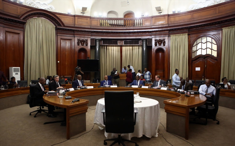 The panel waits to interview candidates for the position of National Director of Public Prosecutions at the Union Buildings on November 14, 2018 in Pretoria. The interviews were conducted by an advisory panel led by Minister of Energy Jeff Radebe.