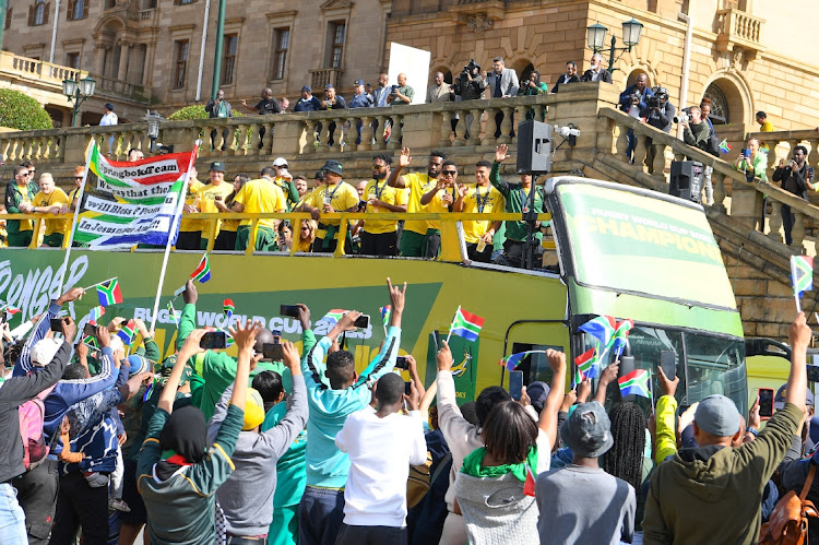 Siya Kolisi and Teammates during the Rugby World Cup 2023 Springbok Trophy Tour in Pretoria.