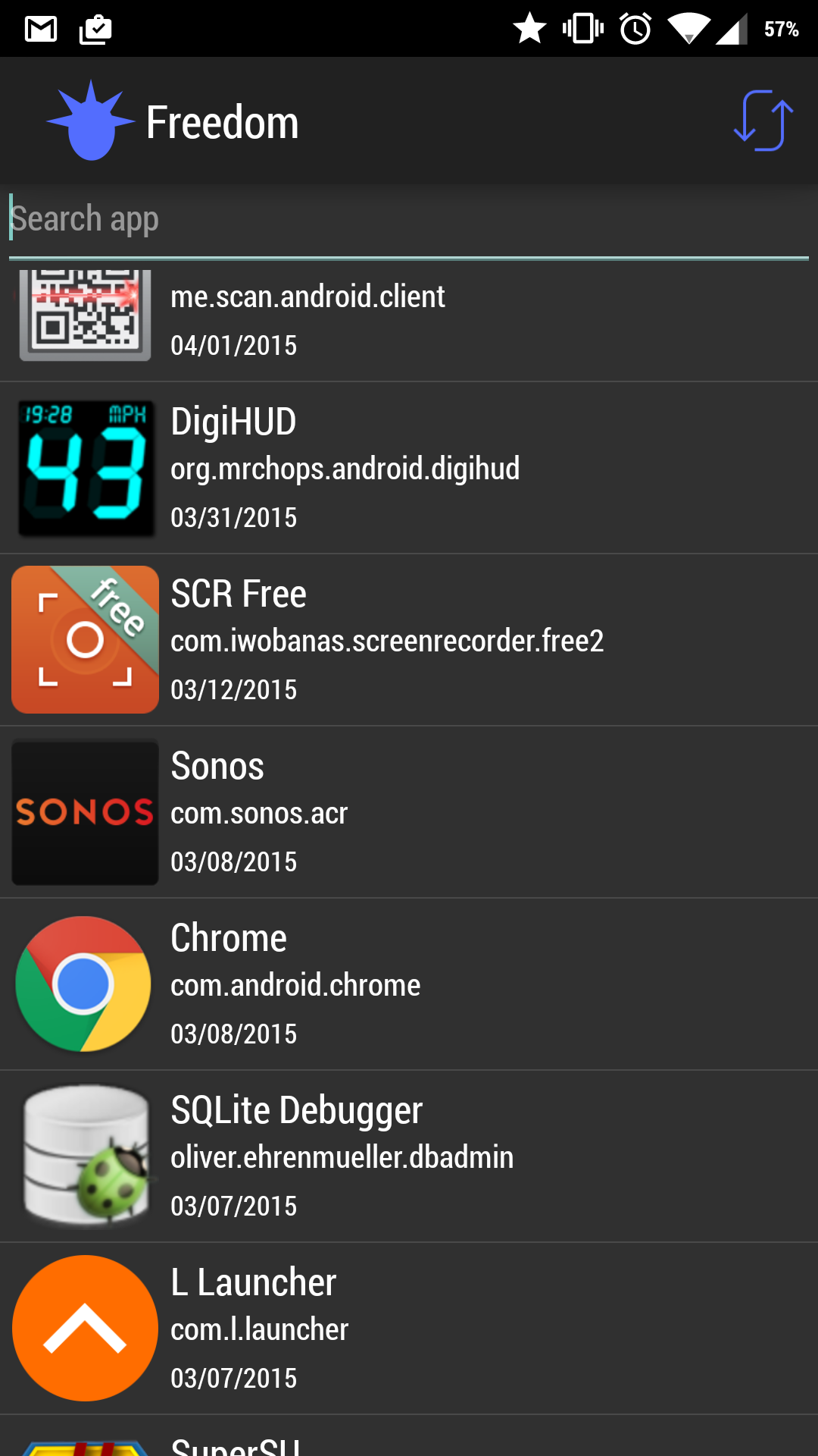 Android application Freedom screenshort