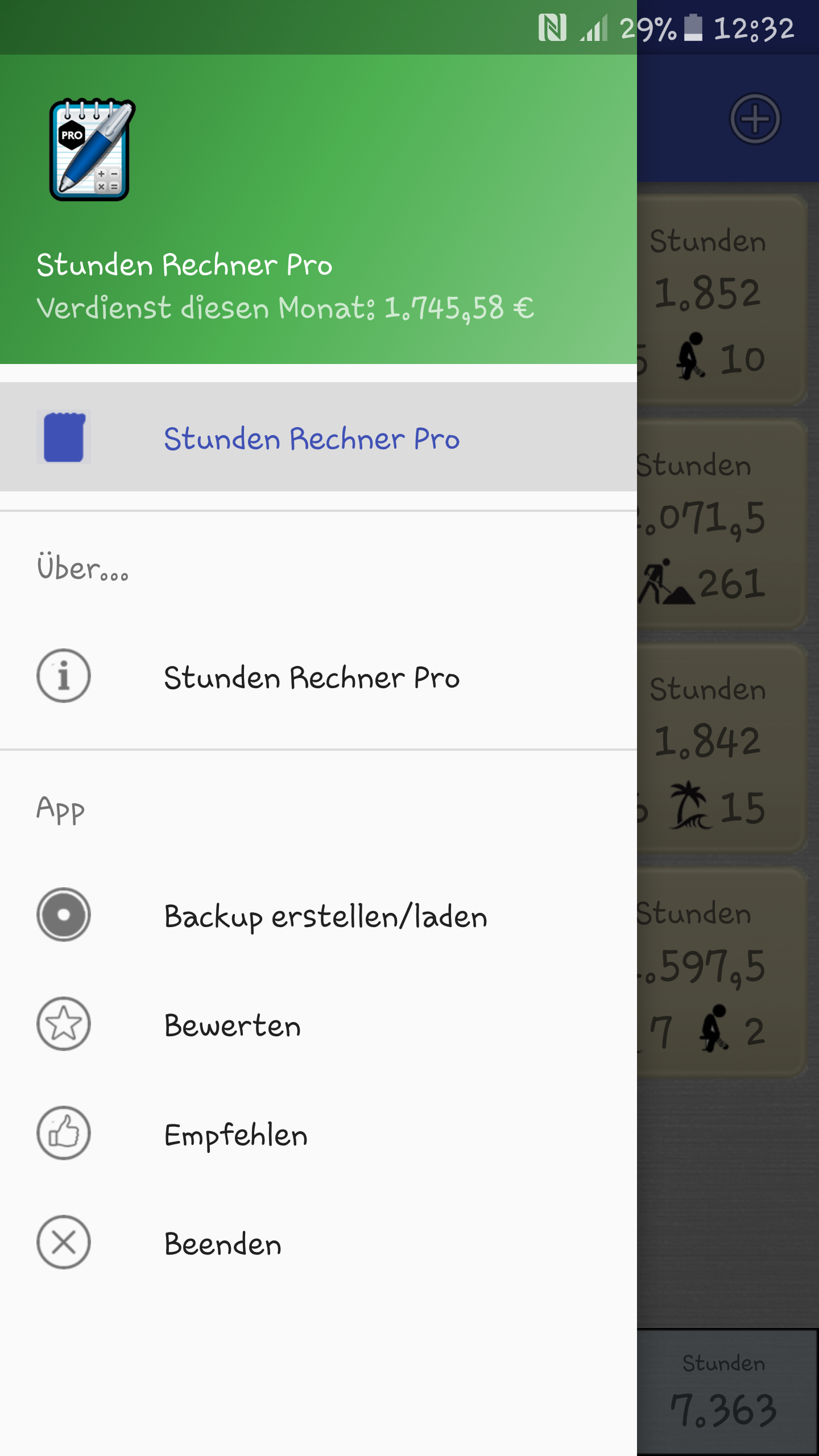 Android application Stundenrechner Pro screenshort