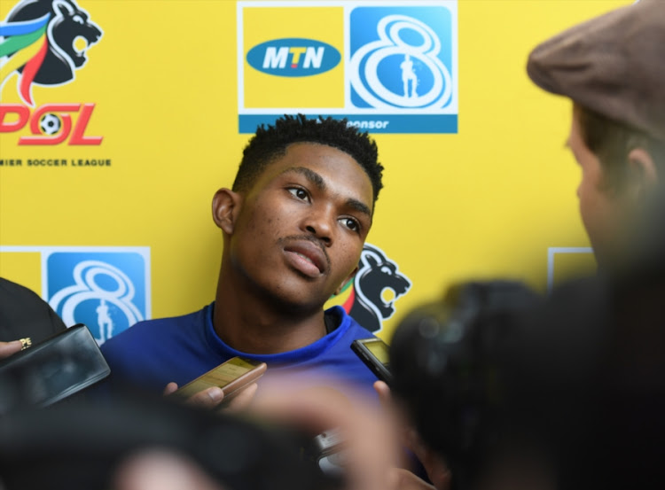 Cape Town City FC youngster Gift Links speaks to reporters during the club's media day at Hartleyvale Stadium on September 25, 2018 in Cape Town.