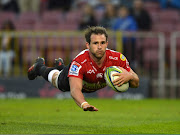  Nic Groom of the Lions scores a try during the Super Rugby match between DHL Stormers and Emirates Lions at DHL Newlands Stadium on May 26, 2018 in Cape Town, South Africa.