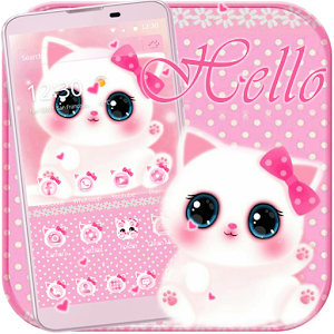 Download Cute kitty theme Pink For PC Windows and Mac