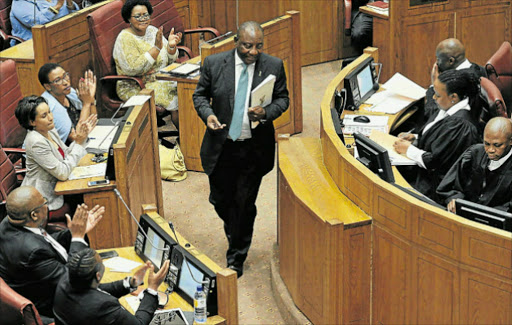 BEHAVIOUR DENOUNCED: Deputy President Cyril Ramaphosa answered questions in the National Council of Provinces yesterday. He criticised the conduct of some white farmers who participated in Monday’s national protest Picture: GCIS