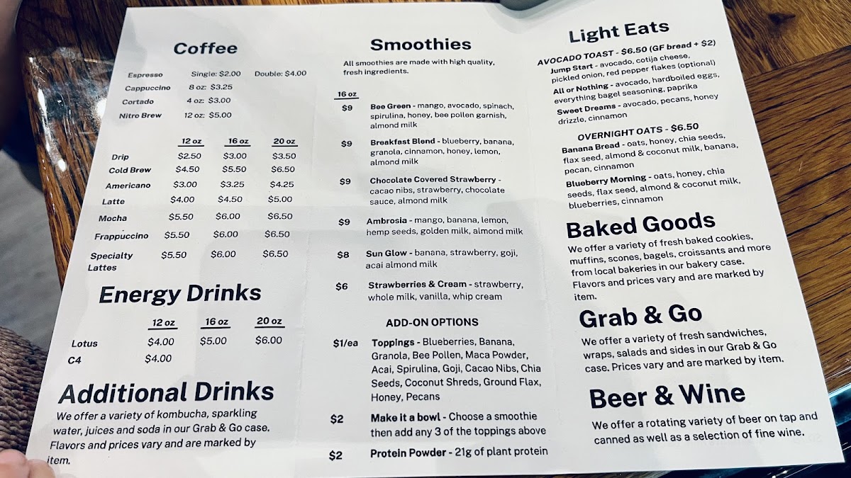 Cognative Brew House gluten-free menu