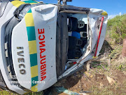An ambulance transporting a patient between Steynsrus and Kroonstad in the Free State overturned on Wednesday afternoon.