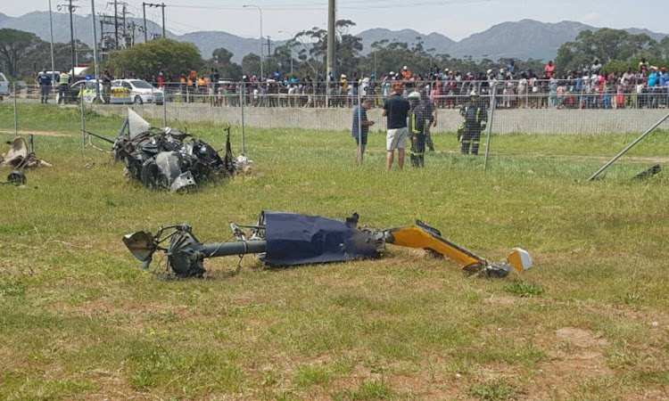 A man was killed when a helicopter crashed into a field of a primary school in Lwandle near Strand in the Western Cape on 28 September 2017.
