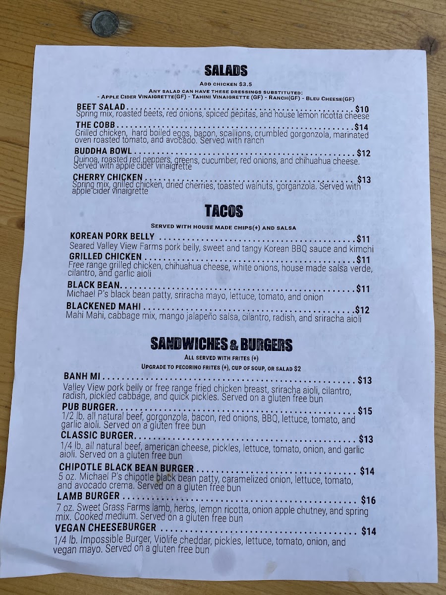 GF menu back