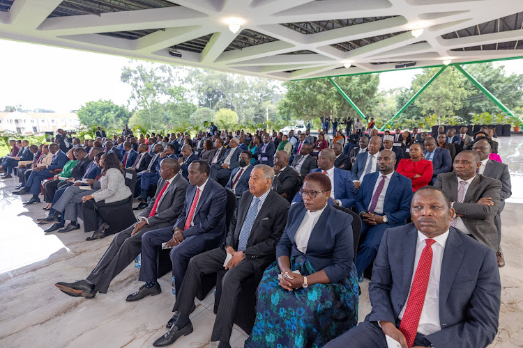 A section of the Governors during the launch of Kenya Urban Support Programme (KUPS2) at Statehouse, Nairobi on May 7, 2024.