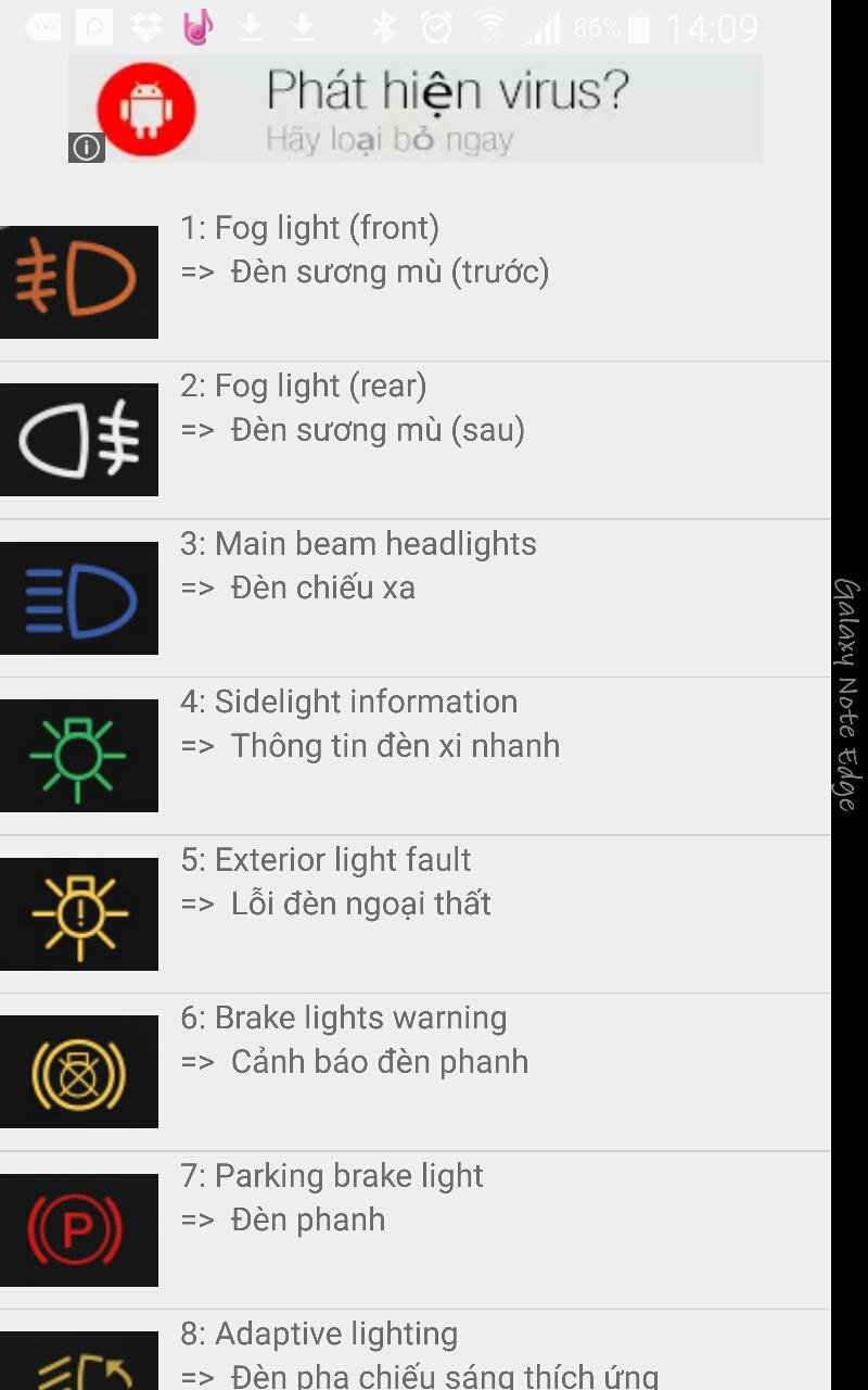 Android application Auto Warning Lights screenshort