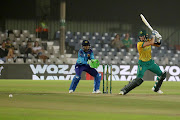 Protea's batter Laura Wolvaart attacks a delivery during the T20 international against Sri Lanka at Buffalo Park Cricket Stadium, East London on April 3, 2024