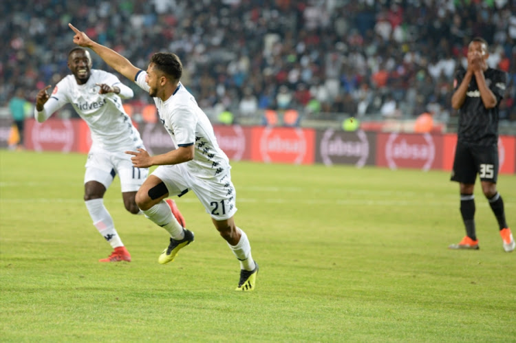 Bidvest Wits forward Haashim Domingo celebrates after scoring a goal during the 1-0 Absa Premiership win over Orlando Pirates at Orlando Stadium on August 15, 2018 in Johannesburg, South Africa.