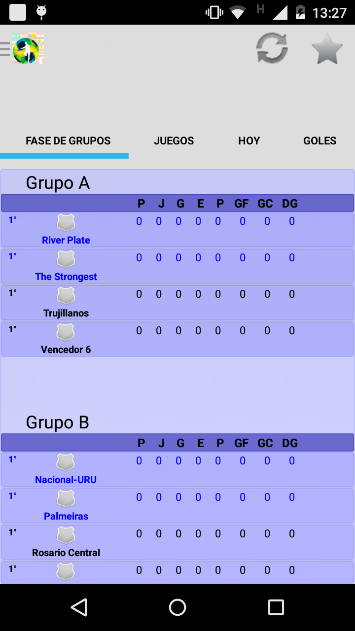 Android application Table Copa Libertadores 2016 screenshort