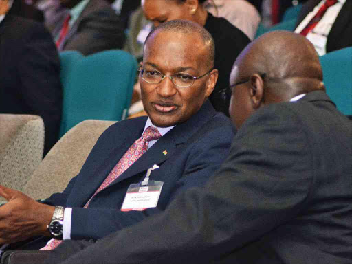 CBK Governor Patrick Njoroge (left) and KBA chair Lamin ManJang during the Euromoney Kenya Conference 2017 in Nairobi on May 9 /FAITH MUTEGI