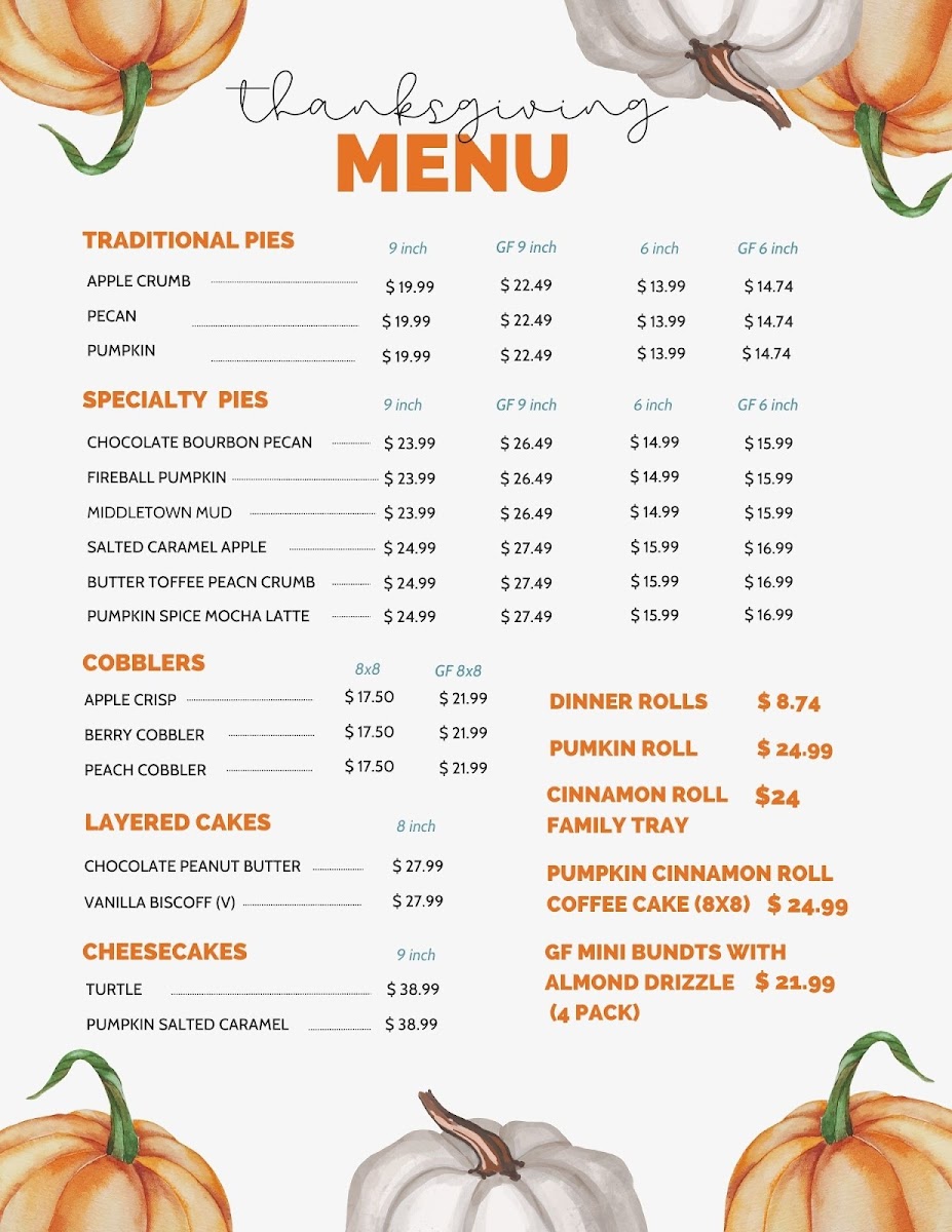Thanksgiving Menu ! Loaded with GF options. Pre Order by Nov 17th !