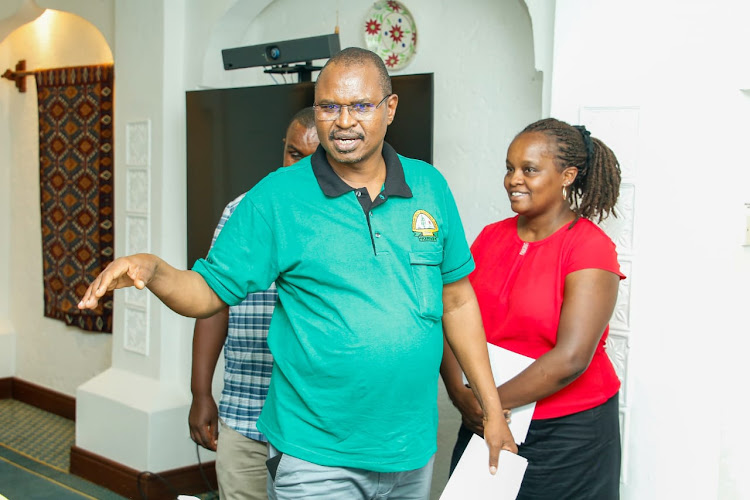 Kephis chair Joseph M'eruaki at Serena Hotel in Mombasa on Thursday.