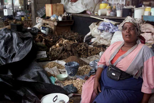 Muti sellers at Faraday Station in Johannesburg.