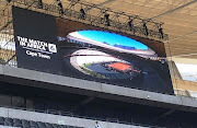 One of the big screens at Cape Town Stadium being tested ahead of the Match in Africa between Roger Federer and Rafael Nadal on February 7 2020.