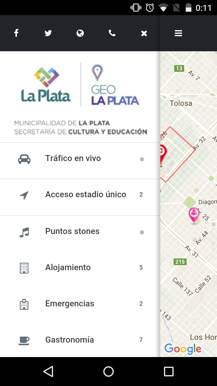 Android application GEOLAPLATA screenshort