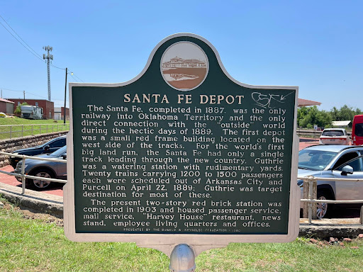 SANTA FE DEPOT The Santa Fe, completed in 1887. was the only railway into Oklahoma Territory and the only direct connection with the "outside" world during the hectic days of 1889. The first depot...