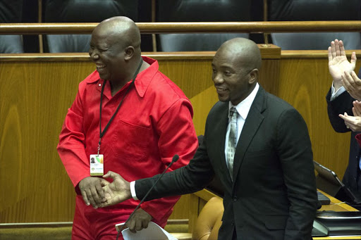 The EFF's Julius Malema with the DA's Mmusi Maimane.