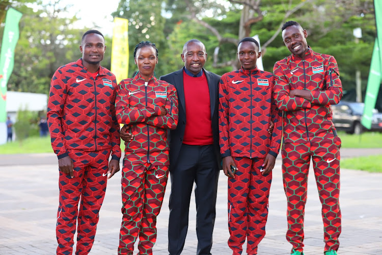 Boniface Mweresa, Joan Cherono, Nock secretary general Francis Mutuku, Rahab Ndirangu and Wiseman Were