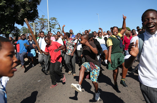 May30, 2017. School children in Kwamashu took to the street to protest following Social media rumours that foreigners are abducting children outside schools , the rumours sparked xenophobic attacks on Monday Night Picture: JACKIE CLAUSEN