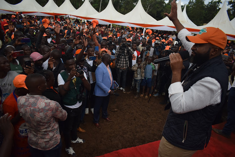 ODM deputy party leader Hassan Joho addresses the party supporters in Oyugis town on May 3,2024